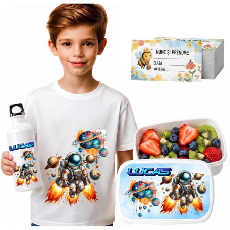 Seturi Complete Back to School - Set Promo Back to School Astronaut – Tricou + Cutie + Bidon Personalizat pentru copilul tău