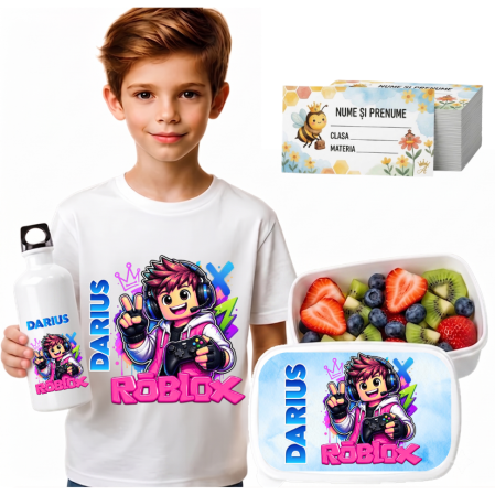 Seturi Complete Back to School - Set Promo Back to School Roblox – Tricou + Cutie + Bidon Personalizat pentru copilul tău