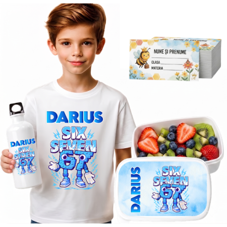Seturi Complete Back to School - Set Promo Back to School Six Seven 67 – Tricou + Cutie + Bidon Personalizat pentru copilul tău