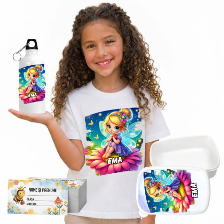 Seturi Complete Back to School - Set Promo Back to School  Degetica Tricou + Cutie + Bidon Personalizat pentru copilul tău