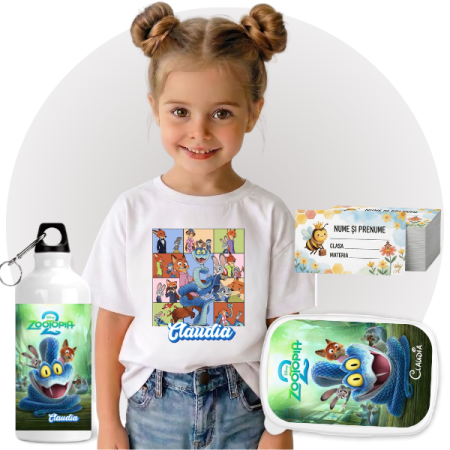 Seturi Complete Back to School - Set Promo Back to School  Zootropolis Tricou + Cutie + Bidon Personalizat pentru copilul tău