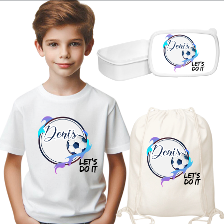 Cadouri aniversare - Set promotional Back to school prima zi de gradinita scoala din bumbac  fotbal ABF344