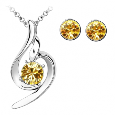 Bijuterii - Set SOFT yellow cu cristale, placat cu aur alb 18k