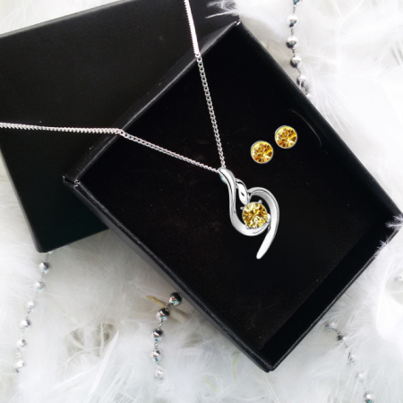 Set SOFT yellow cu cristale, placat cu aur alb 18k [1]