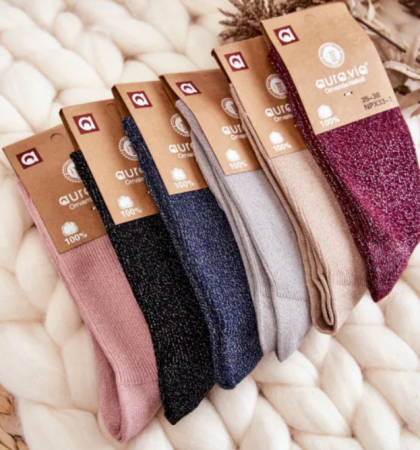 Set Sosete de dama cu sclipici, din bumbac,  5in1, NPX33-11 [1]