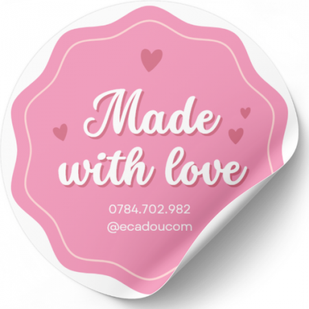 Stickere Personalizate - Set stickere etichete autoadezive rotunde personalizate  Made with love