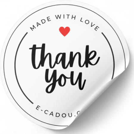Stickere Personalizate - Set stickere etichete autoadezive rotunde personalizate  Thank you