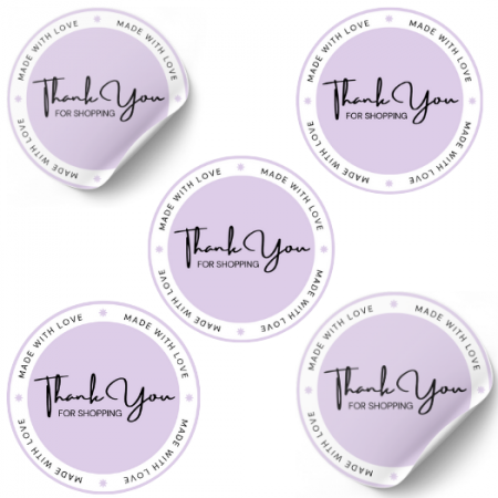 Stickere Personalizate - Set stickere etichete autoadezive rotunde personalizate  Thank you