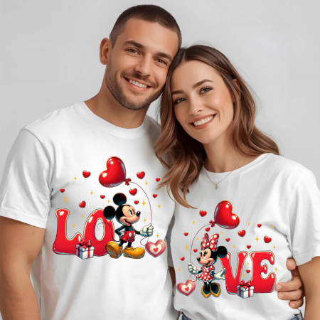 Tricouri personalizate Family - Set tricouri pentru cuplu personalizate cu imprimeu – Minnie & Mickey | Valentine’s Day ❤️