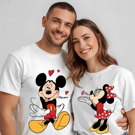 Tricouri personalizate Family - Set tricouri pentru cuplu personalizate cu imprimeu – Minnie & Mickey | Valentine’s Day ❤️