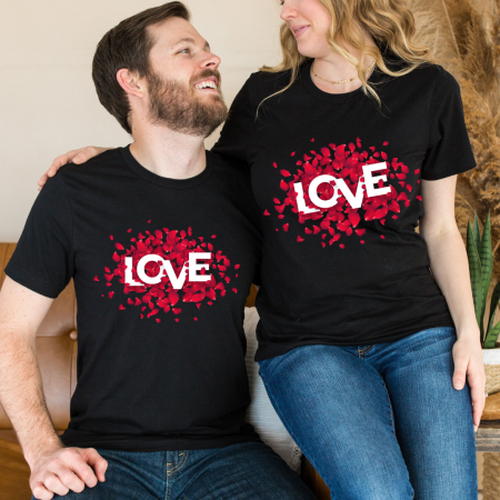 Tricouri personalizate Family - Set tricouri pentru cuplu personalizate Valentines Day VD2403 LOVE