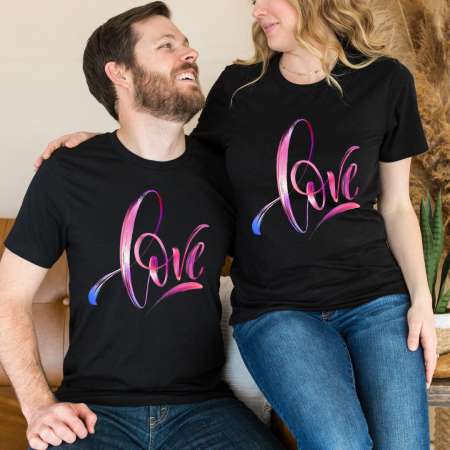 Tricouri personalizate Family - Set tricouri pentru cuplu personalizate Valentines Day VD2404 LOVE