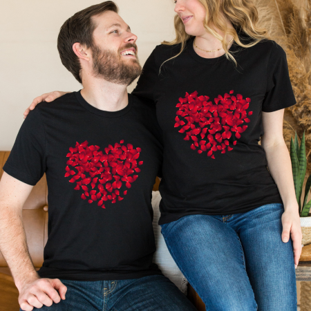 Tricouri personalizate Family - Set tricouri pentru cuplu personalizate Valentines Day VD2405B HEART