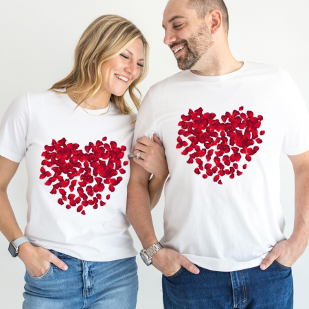 Tricouri personalizate Family - Set tricouri pentru cuplu personalizate Valentines Day VD2405W HEART
