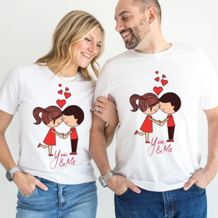 Tricouri personalizate Family - Set tricouri pentru cuplu personalizate Valentines Day VD2410 You & Me