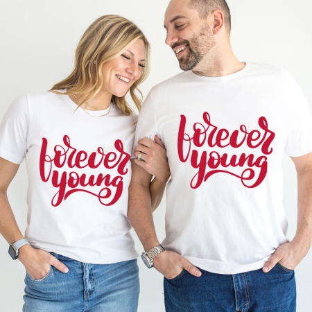Tricouri personalizate Family - Set tricouri pentru cuplu personalizate Valentines Day VD2412 Forever Young