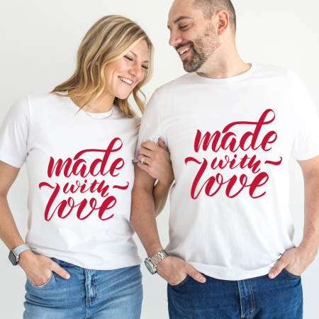 Tricouri personalizate Family - Set tricouri pentru cuplu personalizate Valentines Day VD2413 Made with love