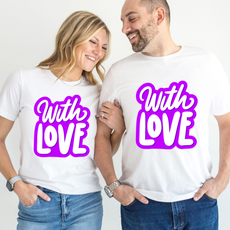 Tricouri personalizate Family - Set tricouri pentru cuplu personalizate Valentines Day VD2416 With love