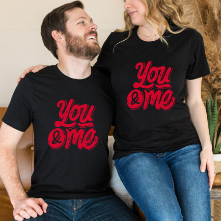Tricouri personalizate Family - Set tricouri pentru cuplu personalizate Valentines Day VD2417B You & me