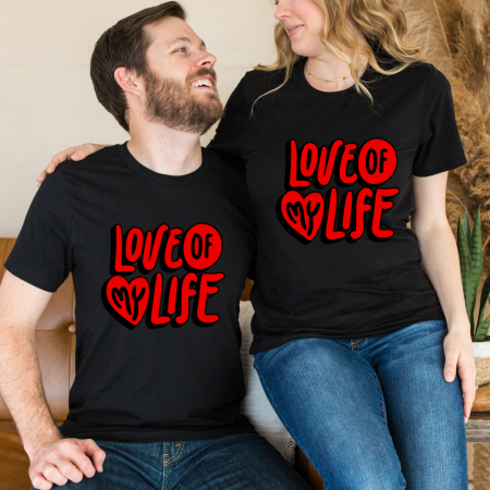 Tricouri personalizate Family - Set tricouri pentru cuplu personalizate Valentines Day VD2419 love of my heart