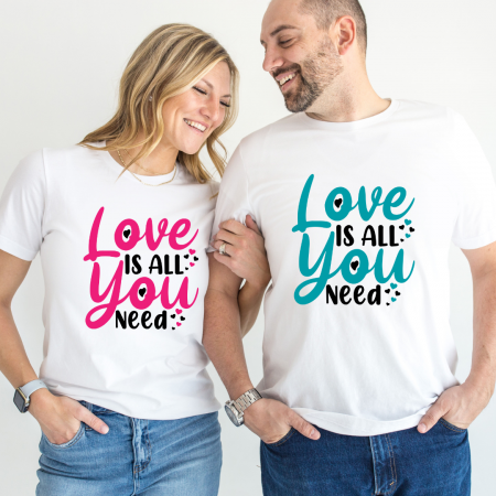 Tricouri personalizate Family - Set tricouri pentru cuplu personalizate Valentines Day VD2430 Love is all I need