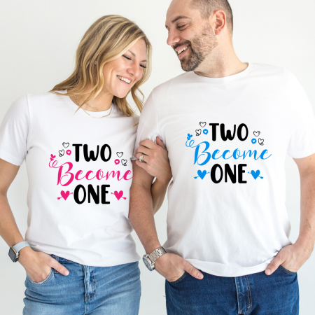 Tricouri personalizate Family - Set tricouri pentru cuplu personalizate Valentines Day VD2432 Two become one