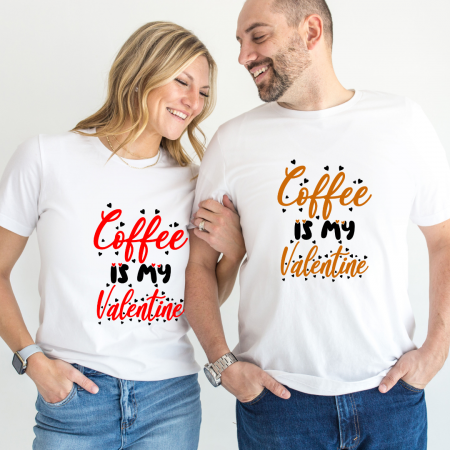 Tricouri personalizate Family - Set tricouri pentru cuplu personalizate Valentines Day VD2434 Coffee is my valentine