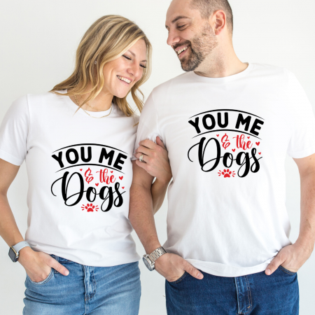 Tricouri personalizate Family - Set tricouri pentru cuplu personalizate Valentines Day VD2437 You Me & the Dogs