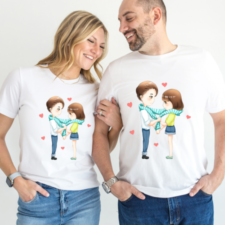 Tricouri personalizate Family - Set tricouri pentru cuplu personalizate Valentines Day VD2448 I love you