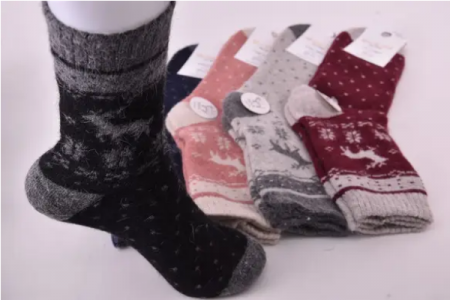 Sosete de dama, thermo din lana,  tematica de craciun, set 5 perechi, TNV6912 [1]