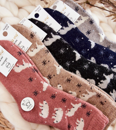 Sosete de dama, thermo din lana,  tematica de craciun, set 5 perechi, TNV6915 [1]