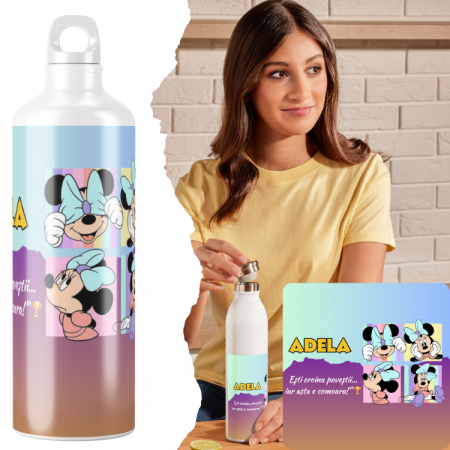Cadouri copii 6 ani - Sticla personalizata de apa  cu personaj și nume