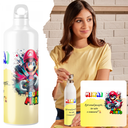 Cadouri copii 6 ani - Sticla personalizata de apa  cu personaj și nume