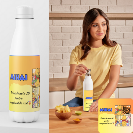 Cadouri copii 6 ani - Sticla termoizolantă personalizata  cu personaj și nume