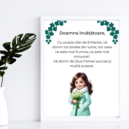 Tablouri si felicitari personalizate - Tablou Cadou invatatoare sau profesoare 8 martie cu mesaje personalizate T1016_115