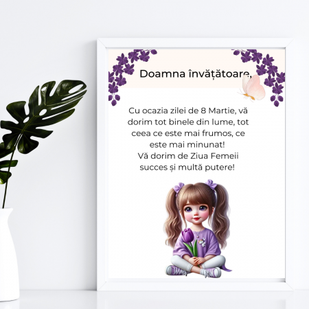 Tablouri si felicitari personalizate - Tablou Cadou invatatoare sau profesoare 8 martie cu mesaje personalizate T1016_116