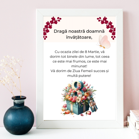 Tablouri si felicitari personalizate - Tablou Cadou invatatoare sau profesoare 8 martie cu mesaje personalizate T1016_119