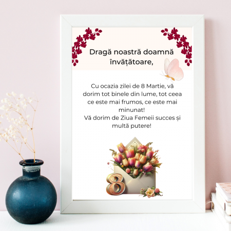 Tablouri si felicitari personalizate - Tablou Cadou invatatoare sau profesoare 8 martie cu mesaje personalizate T1016_120