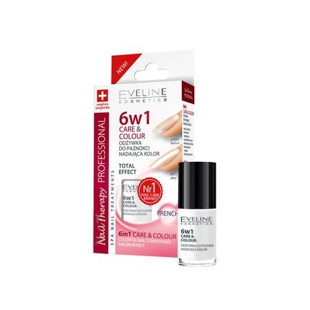 Tratamente pentru unghii - Tratament unghii Eveline 6in1 Care and Colour French 5 ml