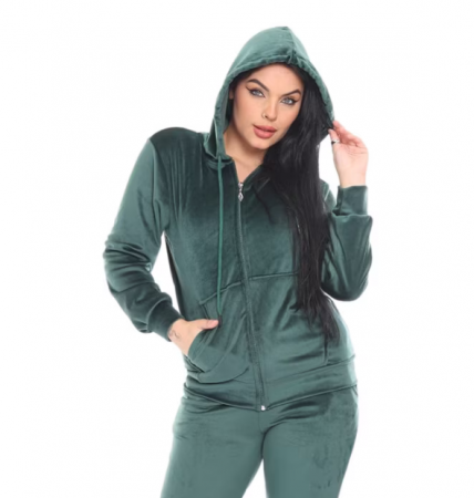 Trening dama, catifea soft, fermoar, verde Emerald, e-Cadou [2]
