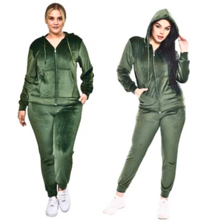 Trening dama, catifea soft, fermoar, kaki verde ARMY , e-Cadou [2]