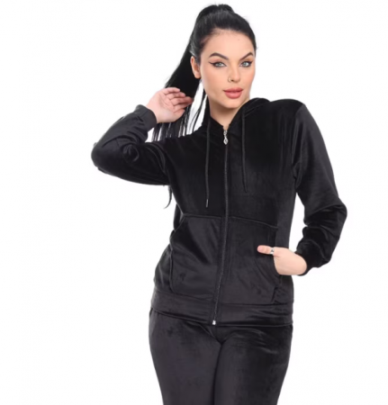 Trening dama negru, catifea soft, fermoar, e-Cadou [2]