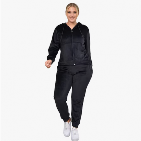Trening dama negru, catifea soft, fermoar, e-Cadou [1]