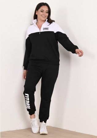 Trening de dama din bumbac de caliate, serie batal  42-50, alb/negru 3028-22 [0]