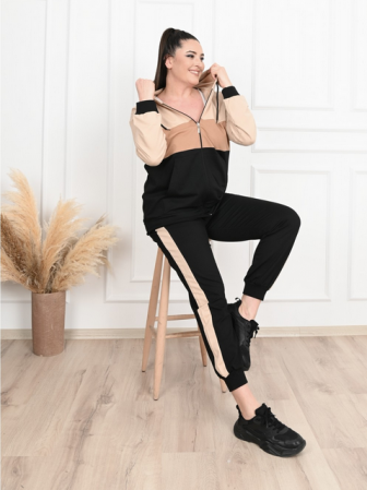 Trening de dama din bumbac de caliate, serie batal  42-52, maro / negru 3073-22 [0]