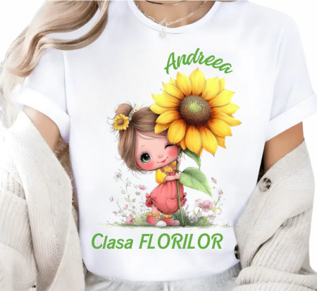Cadouri pentru profesori sau absolventi - Tricou absolvire elevi clasa 4 sau gradinita Clasa Floricelelor