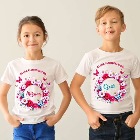 Tricou absolvire elevi clasa 4 sau gradinita Clasa Floricelelor cu text sau poze ABS1053 [1]