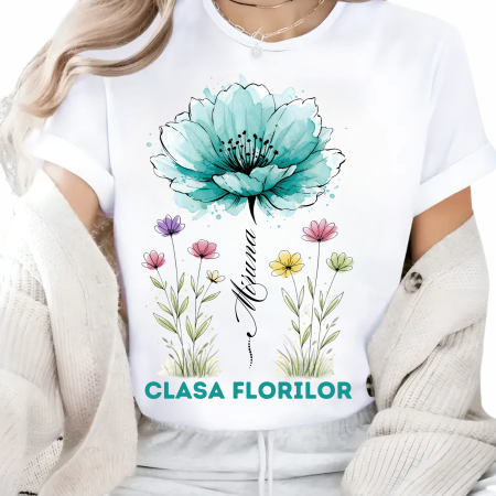 Cadouri pentru profesori sau absolventi - Tricou absolvire elevi clasa 4 sau gradinita Clasa Floricelelor