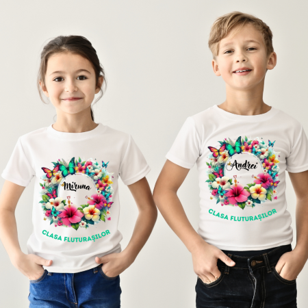 Tricou absolvire elevi clasa 4 sau gradinita Clasa fluturasilor cu text sau poze ABS1064 [2]