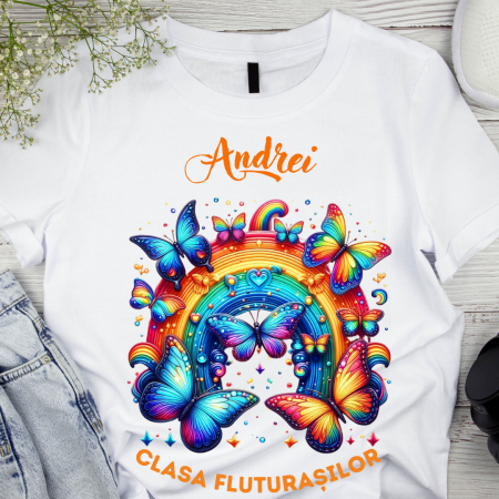 Cadouri aniversare - Tricou absolvire elevi clasa 4 sau gradinita Clasa fluturasilor cu text sau poze ABS1065
